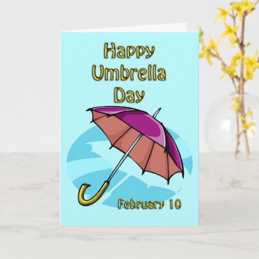 幸せな傘日2月10日 カード (黄色い花)