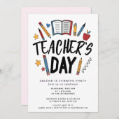 幸せな先生デイ誕生日招待状 招待状 (正面/裏面)