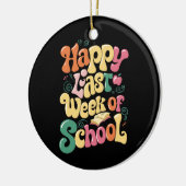 幸せな先週の学校の先生の学生Groovy セラミックオーナメント (左)