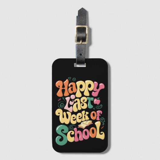 幸せな先週の学校の先生の学生Groovy ラゲッジタグ (正面縦)