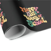 幸せな先週の学校の先生の学生Groovy ラッピングペーパー (ロールコーナー)