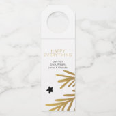 幸せな全金ゴールド冬の葉パーソナライズされた ボトルネックタグ (正面)