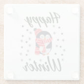 幸せな冬かわいいペンギン ガラスコースター (裏面)