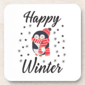 幸せな冬かわいいペンギン コースター (正面)