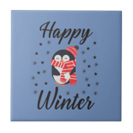 幸せな冬かわいいペンギン タイル