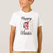 幸せな冬かわいいペンギン Tシャツ (正面)