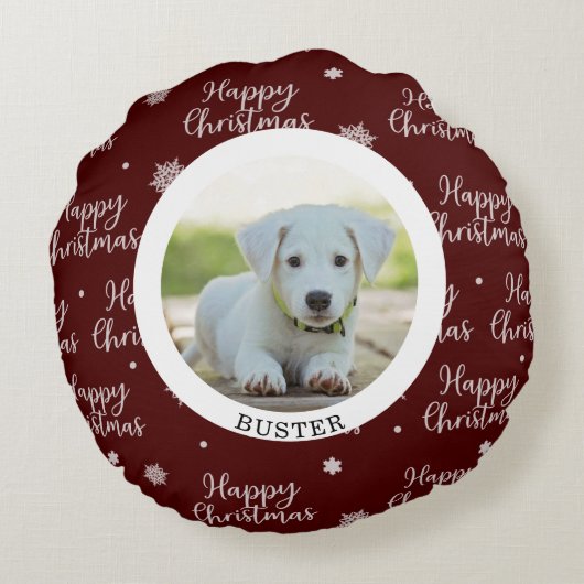 幸せな初めてのクリスマスあなたの写真 ラウンドクッション (裏面)