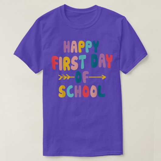 幸せな初日に戻る学校先生の学生 Tシャツ (デザイン正面)