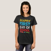 幸せな初日に戻る学校先生の学生 Tシャツ (正面フル)