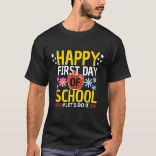 幸せな初日に戻る学校先生の学生 Tシャツ