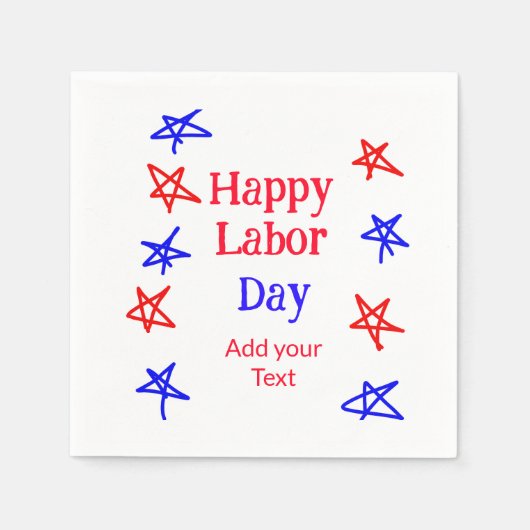 幸せな労働日レッドブルースターアメリカンデイアドテックス スタンダードカクテルナプキン (正面)