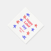 幸せな労働日レッドブルースターアメリカンデイアドテックス スタンダードカクテルナプキン (角)