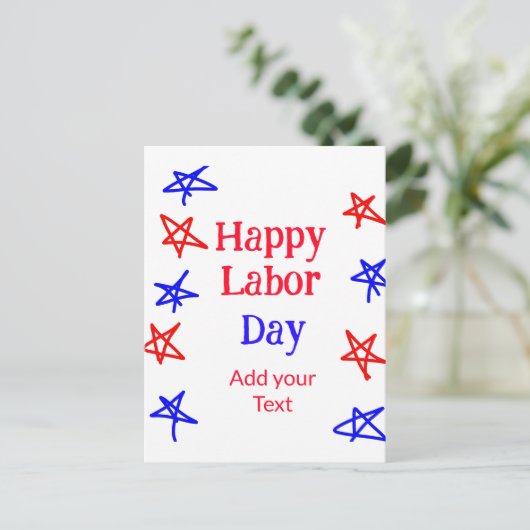 幸せな労働日レッドブルースターアメリカンデイアドテックス ポストカード (スタンド正面)