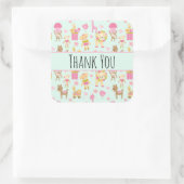 幸せな動物とおもちゃが登場するかわいいパターン スクエアシール (バッグ)