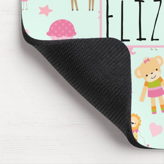 幸せな動物とおもちゃが登場するかわいいパターン マウスパッド (コーナー)