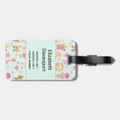 幸せな動物とおもちゃが登場するかわいいパターン ラゲッジタグ (裏面横)