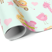 幸せな動物とおもちゃが登場するかわいいパターン ラッピングペーパー (ロールコーナー)