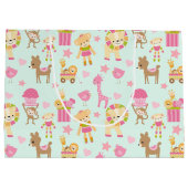 幸せな動物とおもちゃが登場するかわいいパターン ラージペーパーバッグ (裏面)