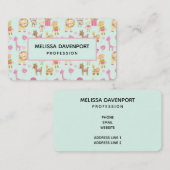 幸せな動物とおもちゃが登場するかわいいパターン 名刺 (正面/裏面)