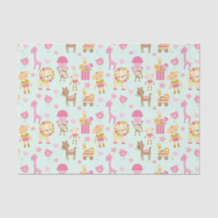 幸せな動物とおもちゃが登場するかわいいパターン 薄葉紙