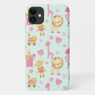 幸せな動物とおもちゃが登場するかわいいパターン iPhone 11 ケース