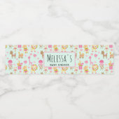 幸せな動物とおもちゃで可愛いパターン赤ちゃんシャワー ペットボトルラベル (シングルラベル)