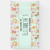 幸せな動物とおもちゃで可愛いパターン赤ちゃんシャワー 横断幕 (縦)