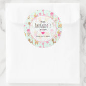 幸せな動物とおもちゃキッチンでかわいいパターン ラウンドシール (バッグ)