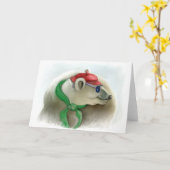 幸せな動物のシリーズ「8」 カード (黄色い花)