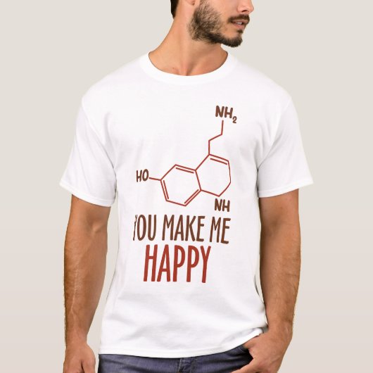 幸せな化学分子パンデザイン Tシャツ (正面)