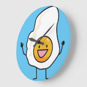幸せな卵の朝食の上の卵の明る側 ラージ壁時計 (傾斜)