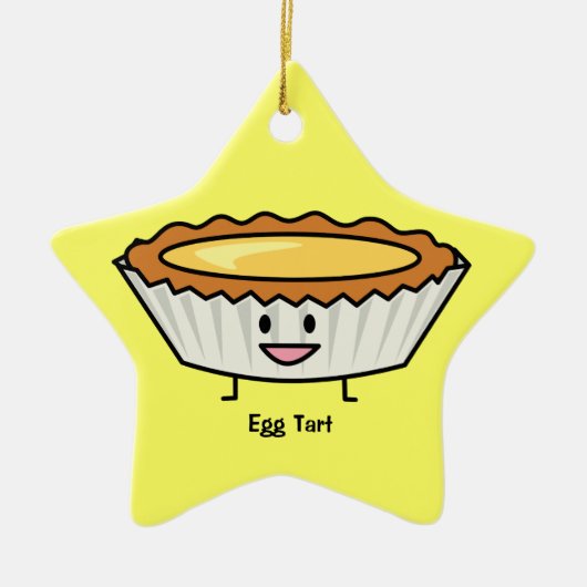 幸せな卵の鋭いカスタード皮の中国人のデザート セラミックオーナメント (正面)