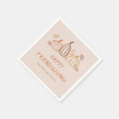 幸せな友情と感謝祭カボチャのドードル スタンダードカクテルナプキン (角)