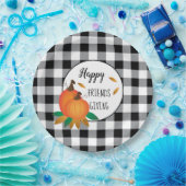 幸せな友情と感謝祭ブラックプレイド ペーパープレート (パーティー)