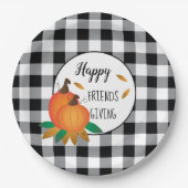 幸せな友情と感謝祭ブラックプレイド ペーパープレート (正面)