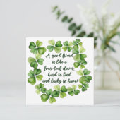 幸せな友情の名言 クローバー 親友 4枚葉のクローバー カード (スタンド正面)