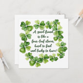 幸せな友情の名言 クローバー 親友 4枚葉のクローバー カード (正面/裏面インサイチュ)