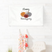 幸せな友情の格子縞シャツ感謝祭の男W 横断幕 (インサイチュ)