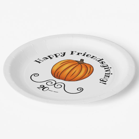 幸せな友情を与えるカボチャ ペーパープレート (アングル)