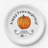 幸せな友情を与えるカボチャ ペーパープレート (正面)