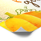 幸せな友情カボチャと花ピンク金ゴールド ポスター (角)