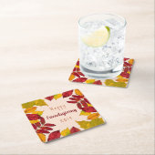 幸せな友情カラフル紅葉 スクエアペーパーコースター (インサイチュ)