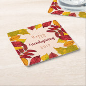 幸せな友情カラフル紅葉 スクエアペーパーコースター (アングル)