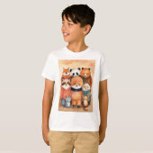 幸せな友達が子供のTシャツを抱き締める Tシャツ (正面フル)