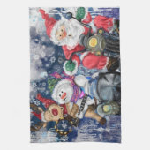 幸せな友達とクリスマスキッチンタオル キッチンタオル (縦)