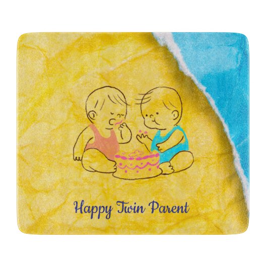 幸せな双子の親 カッティングボード (正面)