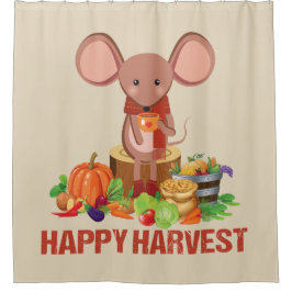 幸せな収穫の野菜およびマウス シャワーカーテン