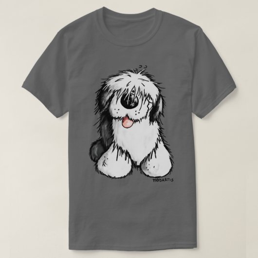 幸せな古い英語シェプドッグ私は犬またはボブテールのために Tシャツ (デザイン正面)