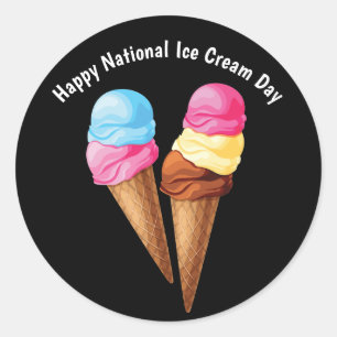 幸せな国民のアイスクリーム日 ラウンドシール