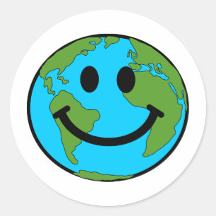 幸せな地球の顔 ラウンドシール
